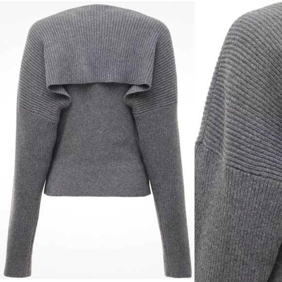 THE FRANKIE SHOP NWT Size L Knit Shrug Sweater Set Storm Gray Tank Shell & Cardi - Picture 3 of 9